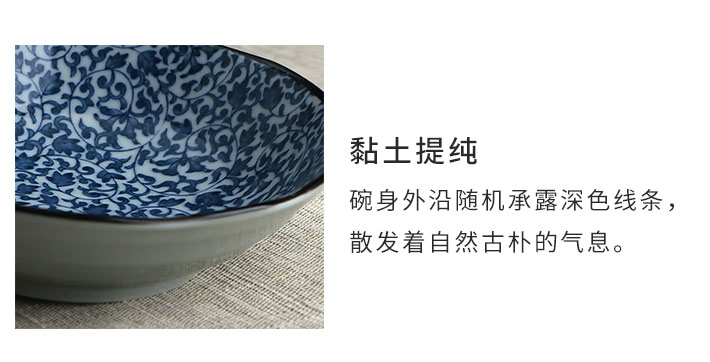 日本 Mino Yaki美浓烧 古染京唐草5.6英寸小盘